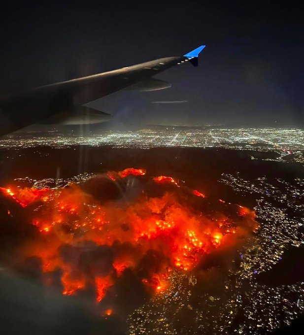 Los Angeles fire seen from an airplane