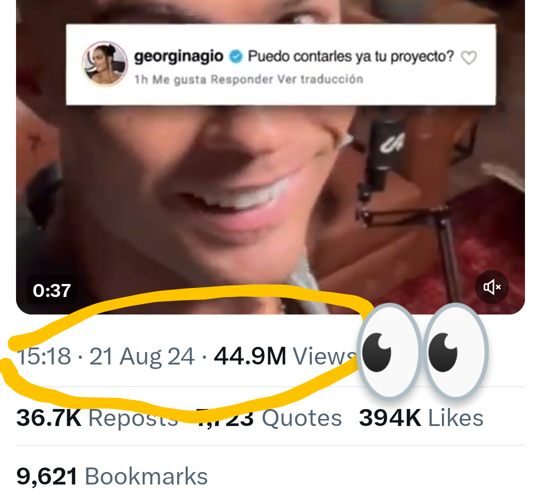 Screenshot of Ronaldo's YouTube tweet focused on time