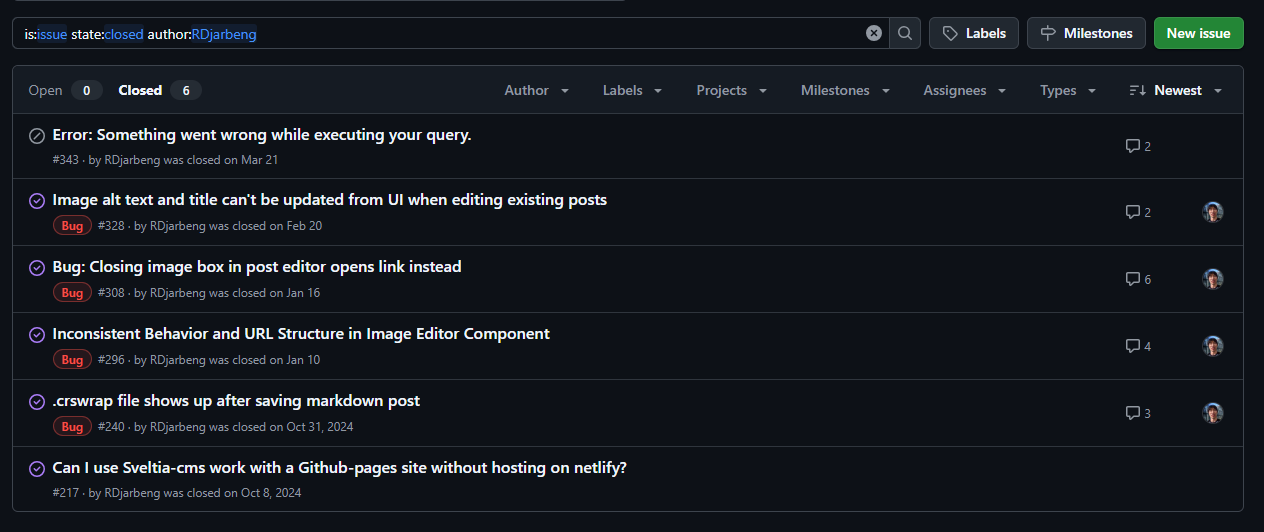 Sveltia CMS issue resolution screenshot