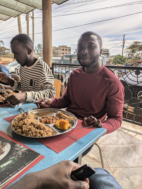 Richard at the shaka zulu restaurant in Kampala with Pilau