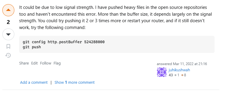 Stackoverflow answer to git stream error