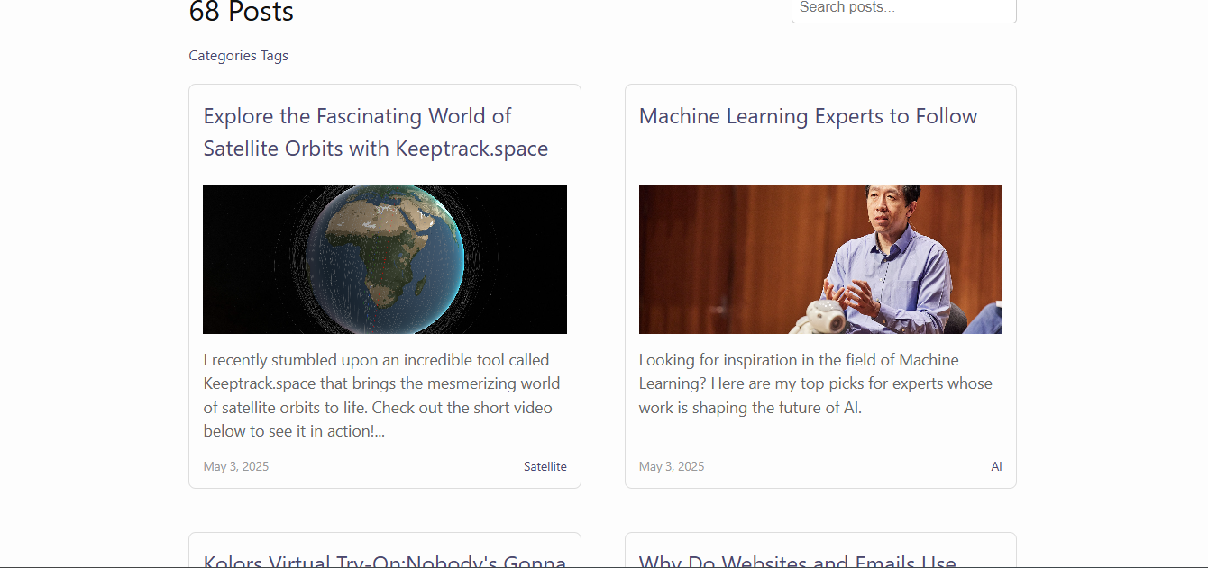 Posts on Richard Djarbeng's website showing 2 column layout