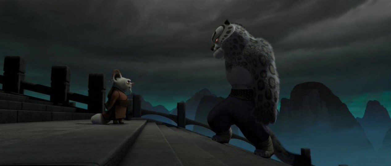 Shifu looking at Tai Lung returns to the jade palace in Dreamwork's Kung Fu Panda